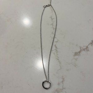 John Hardy Silver Bamboo Circle Pendant with Black Sapphires